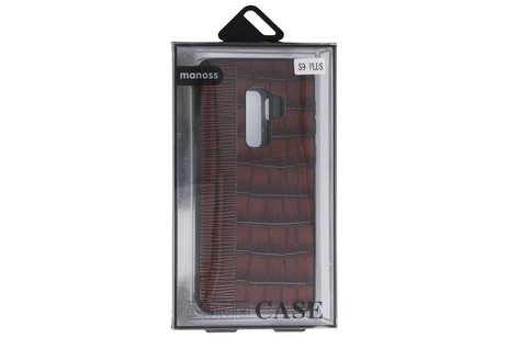 BAOHU Croco Hard Case - Hoesje Hoesje Geschikt voor voor Samsung Galaxy S9 Plus Donker Bruin