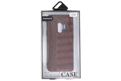 BAOHU Croco Hard Case - Hoesje Hoesje Geschikt voor voor Samsung Galaxy S9 Donker Bruin