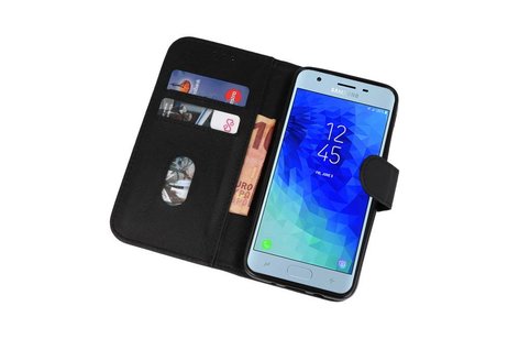 Samsung Galaxy J3 2018 Hoesje Kaarthouder Book Case Telefoonhoesje Zwart