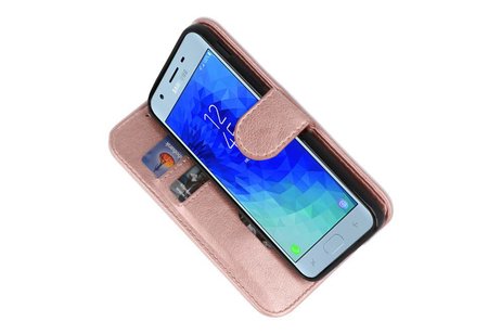 Samsung Galaxy J3 2018 Hoesje Kaarthouder Book Case Telefoonhoesje Roze