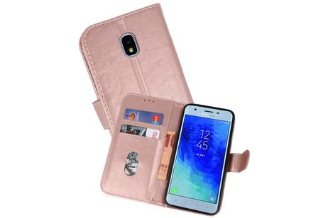 Samsung Galaxy J3 2018 Hoesje Kaarthouder Book Case Telefoonhoesje Roze