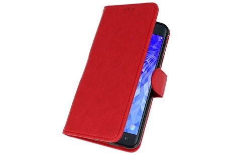 Hoesje Geschikt voor Samsung Galaxy J7 2018 - Kaarthouder Book Case Telefoonhoesje - Rood