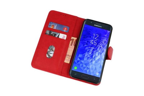 BAOHU Hoesje Geschikt voor Samsung Galaxy J7 2018 - Kaarthouder Book Case Telefoonhoesje - Rood