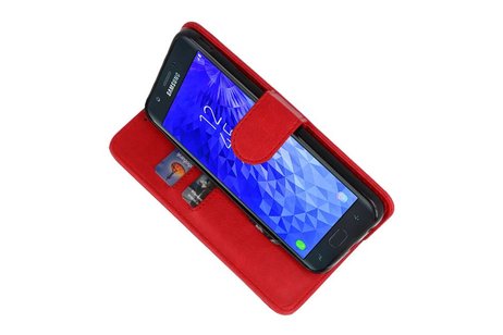 BAOHU Hoesje Geschikt voor Samsung Galaxy J7 2018 - Kaarthouder Book Case Telefoonhoesje - Rood