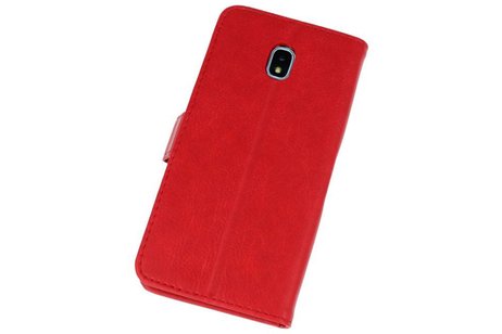 Hoesje Geschikt voor Samsung Galaxy J7 2018 - Kaarthouder Book Case Telefoonhoesje - Rood