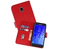 BAOHU Hoesje Geschikt voor Samsung Galaxy J7 2018 - Kaarthouder Book Case Telefoonhoesje - Rood