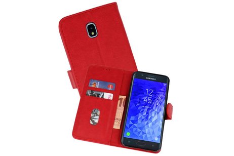 Hoesje Geschikt voor Samsung Galaxy J7 2018 - Kaarthouder Book Case Telefoonhoesje - Rood