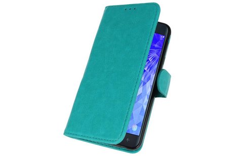 Samsung Galaxy J7 2018 Hoesje Kaarthouder Book Case Telefoonhoesje Groen