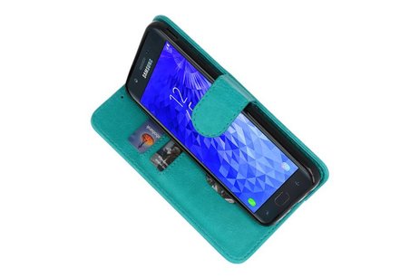 Samsung Galaxy J7 2018 Hoesje Kaarthouder Book Case Telefoonhoesje Groen