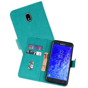 Samsung Galaxy J7 2018 Hoesje Kaarthouder Book Case Telefoonhoesje Groen