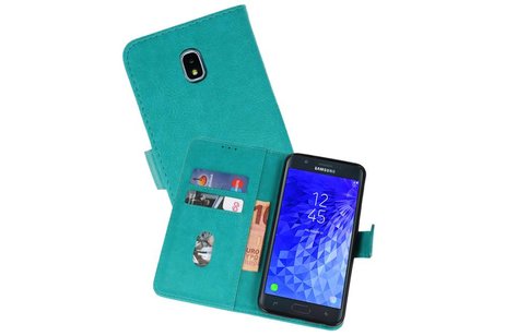 Samsung Galaxy J7 2018 Hoesje Kaarthouder Book Case Telefoonhoesje Groen