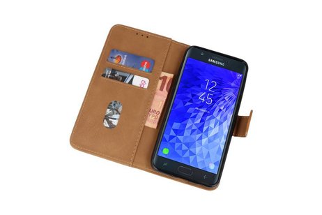 Hoesje Geschikt voor Samsung Galaxy J7 2018 - Kaarthouder Book Case Telefoonhoesje - Bruin