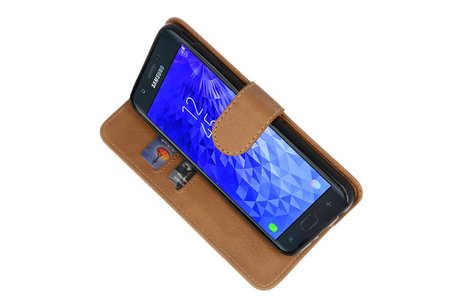 Hoesje Geschikt voor Samsung Galaxy J7 2018 - Kaarthouder Book Case Telefoonhoesje - Bruin