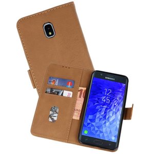 Hoesje Geschikt voor Samsung Galaxy J7 2018 - Kaarthouder Book Case Telefoonhoesje - Bruin