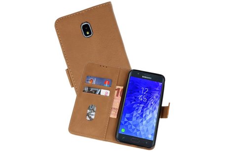 Hoesje Geschikt voor Samsung Galaxy J7 2018 - Kaarthouder Book Case Telefoonhoesje - Bruin