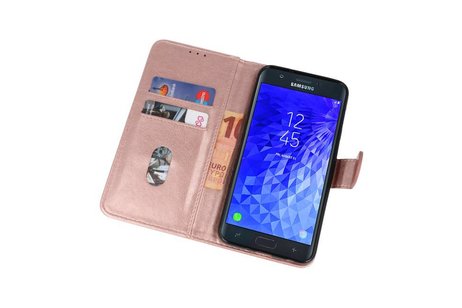 BAOHU Hoesje Geschikt voor Samsung Galaxy J7 2018 - Kaarthouder Book Case Telefoonhoesje - Roze