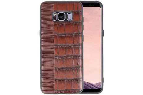 BAOHU Croco Hard Case - Hoesje Hoesje Geschikt voor voor Samsung Galaxy S8 Donker Bruin