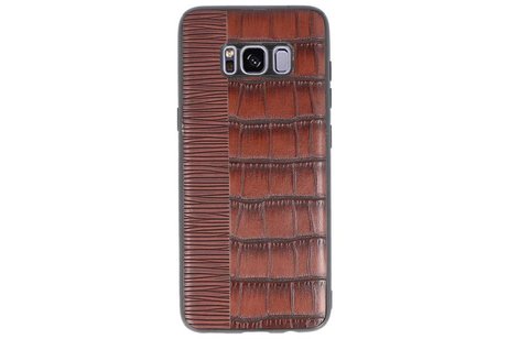 BAOHU Croco Hard Case - Hoesje Hoesje Geschikt voor voor Samsung Galaxy S8 Donker Bruin
