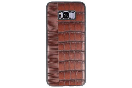 BAOHU Croco Hard Case - Hoesje Hoesje Geschikt voor voor Samsung Galaxy S8 Plus Donker Bruin