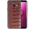 BAOHU Croco Hard Case - Hoesje Hoesje Geschikt voor voor Samsung Galaxy S9 Donker Bruin