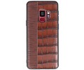 BAOHU Croco Hard Case - Hoesje Hoesje Geschikt voor voor Samsung Galaxy S9 Donker Bruin