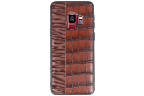 BAOHU Croco Hard Case - Hoesje Hoesje Geschikt voor voor Samsung Galaxy S9 Donker Bruin