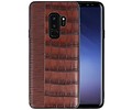 BAOHU Croco Hard Case - Hoesje Hoesje Geschikt voor voor Samsung Galaxy S9 Plus Donker Bruin
