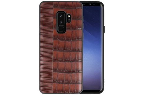 BAOHU Croco Hard Case - Hoesje Hoesje Geschikt voor voor Samsung Galaxy S9 Plus Donker Bruin