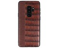 BAOHU Croco Hard Case - Hoesje Hoesje Geschikt voor voor Samsung Galaxy S9 Plus Donker Bruin