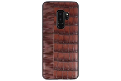 BAOHU Croco Hard Case - Hoesje Hoesje Geschikt voor voor Samsung Galaxy S9 Plus Donker Bruin
