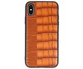 BAOHU Croco Hard Case - Hoesje Hoesje Geschikt voor voor iPhone X Bruin