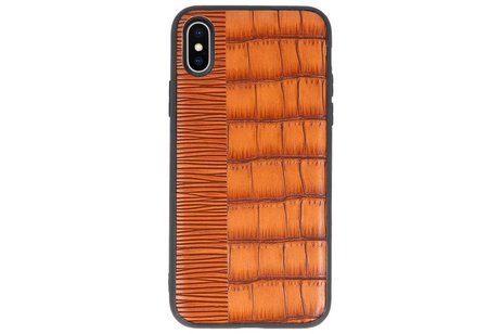 BAOHU Croco Hard Case - Hoesje Hoesje Geschikt voor voor iPhone X Bruin