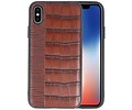 BAOHU Croco Hard Case - Hoesje Hoesje Geschikt voor voor iPhone X Donker Bruin