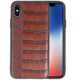 Croco Hard Case voor iPhone X Donker Bruin