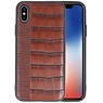 Croco Hard Case voor iPhone X Donker Bruin