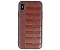 BAOHU Croco Hard Case - Hoesje Hoesje Geschikt voor voor iPhone X Donker Bruin