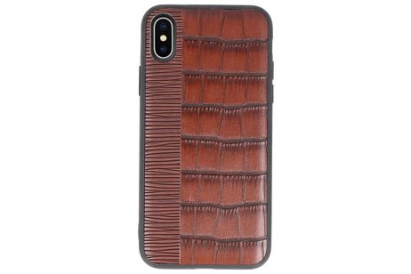 Croco Hard Case voor iPhone X Donker Bruin