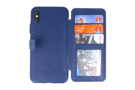 BAOHU Back Cover Book Design Hoesje Geschikt voor iPhone X Blauw