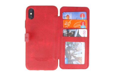 BAOHU Back Cover Book Design Hoesje Geschikt voor iPhone X Rood