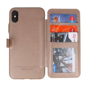BAOHU Back Cover Book Design Hoesje Geschikt voor iPhone X Goud