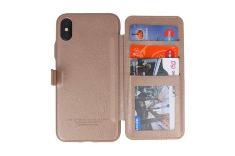 BAOHU Back Cover Book Design Hoesje Geschikt voor iPhone X Goud