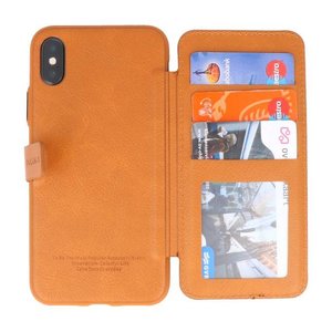 BAOHU Back Cover Book Design Hoesje Geschikt voor iPhone X Bruin