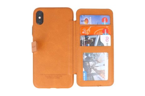 BAOHU Back Cover Book Design Hoesje Geschikt voor iPhone X Bruin
