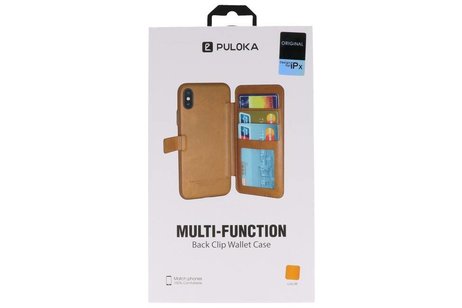 BAOHU Back Cover Book Design Hoesje Geschikt voor iPhone X Bruin