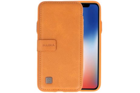 BAOHU Back Cover Book Design Hoesje Geschikt voor iPhone X Bruin