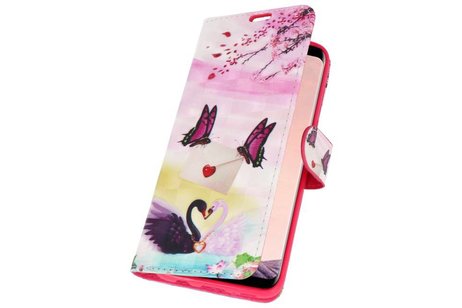BAOHU Bookstyle Hoesje - Hoesje Geschikt voor Samsung Galaxy S8 Plus 3D Print Vlinder