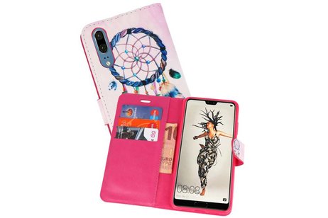 BAOHU Bookstyle Hoesje - Hoesje Geschikt voor Huawei P20 3D Print Dromenvanger