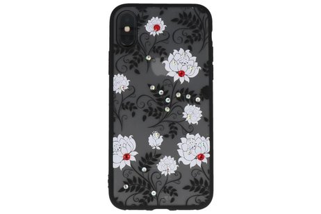 Diamant Lotus Hoesjes Cases voor iPhone X Wit