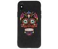 BAOHU Borduurwerk Doodshoofd Back Cases - Hoesje Geschikt voor iPhone X Zwart