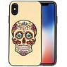 Borduurwerk Doodshoofd Back Cases voor iPhone X Beige